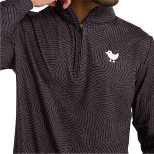 BAD BIRDIE Imprint Quarter Zip Pullover Dark Gray/Black Men's Size Extra Large